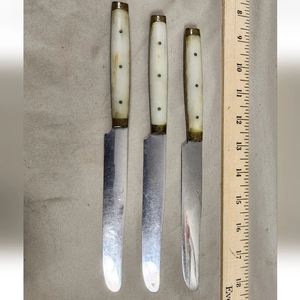 Antique Lot Of 3 Bone Handle Knife Great Shape No Cracks